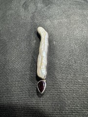 The Dreamer Sterling Brooch Pearl And Garnet Signed