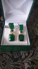 Vintage 1990-s 14 Ct Rolled Gold Emerald Earrings-Hallmarked 585 RG