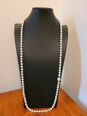 Beautiful Faux Pearls with a Large Pearl & Diamond Like Spacers, Asymmetrical