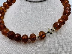 Vintage Rare GORGEOUS FACETED AMBER Hand Knotted NECKLACE – 44 GRAMS