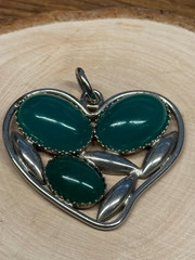 Vintage Large pendant green agate