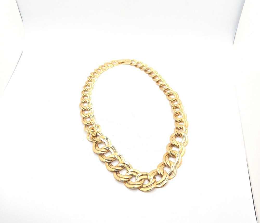 Vintage Gold Chain Choker Necklace Collar 1980s 1990s Chunky Statement Costume