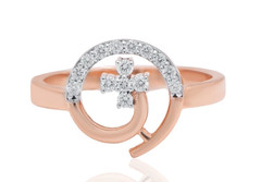 Round Cut 0.50TCW White Moissanite Moon & Star Pattern Ring In 10K Rose Gold FN