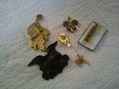 Vintage Unique Porcelain Pin, Poodle, Eagle, Key & Other Pins