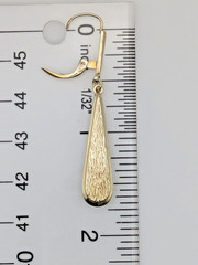 Rare Vintage 14K Gold 3.71g Teardrop Dangle/Drop Leverback Earrings With Texture