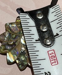 Vintage Brass JNS Taxco Mexico Sterling Silver Abalone Flower Brooch Pin Pendant