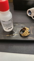 Vintage 18k Gold Ornate Hematite Size 4 ring 1960’s Corletto Italy 7.1 Grams