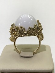 Napier Gold Tone with Large White Dome Stone Adjustable Ring