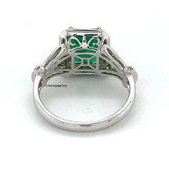 2.20Ct Emerald Cut Lab Created Emerald Halo Engagement Ring White Gold Plated