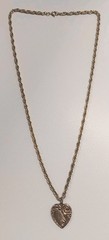 Vintage Victorian Styled Sweetheart Heart Pendant Gold Tone 24″