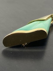 Givenchy Vintage Brooch Pin Green Stone Gold Setting 1979 New York Paris