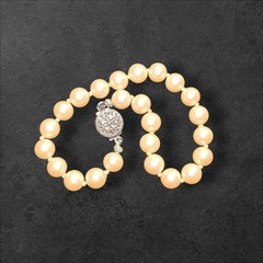 Nice Pale Pink Faux Pearl Hand Tied Bracelet Fancy Clasp 6mm 7″