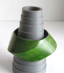 Vintage Green Bangle Wood Chunky Sculptural Asymmetrical Designer Bracelet