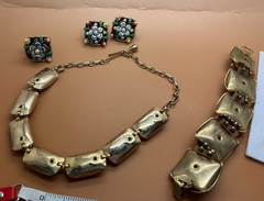 RETRO 4 Piece SET! Vintage ALICE Mulit Color Bracelet Earrings Necklace Ring!!
