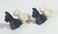 Pair Vtg Great Britain Black & White Scottie Scottish Terrier Dog Brooches