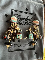 Lunch At The Ritz TOY BOX clip Earrings; RARE, NEW, NEVER WORN!!