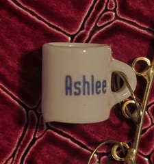 Yes, That’s “ASHLEE — with an EE! — Mini Mug Charm Or Pendant • ½” Vintage Pin”