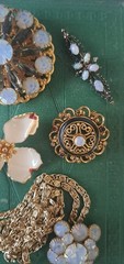 Vintage Opaline Glass Opal & Aurora Borealis Jewelry Lot