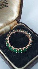 Vintage 1990-s 14 Ct Rolled Gold Emerald Ring Size UK P US 7 1/2 – Hallmarked!