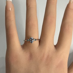 10k White Gold .59 Ctw Pear Shaped Aquamarine & Blue Tourmaline Ring Sz 8 TGGC
