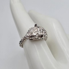 Vintage Adjustable 925 Sterling Silver Leopard Cheetah Big Cat Wrap Ring sz 7.5