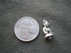 Cornish Piskie Pixie on Toadstool Vintage Sterling Silver Bracelet Charm 2.0g