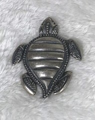 Vintage Silver Tone Turtle Pewter Estate Brooch