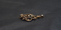 19c. Victorian Art Nouveau Rose 8К Gold Rose-Cut Diamond Ruby Necklace Pendant