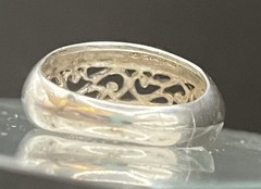 Jezlaine Open Work 925 Sterling Silver VTG. Scroll Dome Band Ring SZ 7.25