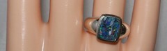Vintage Sterling Silver Mosaic Blue Opal Gem Inlay Michelle Albala Ring Size 6