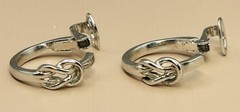 Trifari Earrings Clip On Silver Tone Love Knot Hoops
