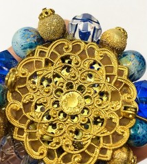 Gorgeous Vintage Made In Germany Art Glass Colorful Beads Cluster Brooch Pin