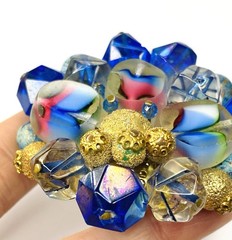 Gorgeous Vintage Made In Germany Art Glass Colorful Beads Cluster Brooch Pin