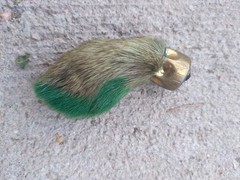 Vintage Rabbit Foot Good Luck Charm USA Green Marked CHARM USA