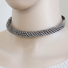 Antique Southeast Asian Silver Choker Necklace Hill Tribe Neck Ring