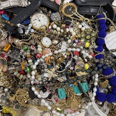 Vintage Jewelry Lot 1lb Mixed Watches Charms Necklaces Craft Resell Mystery Mix