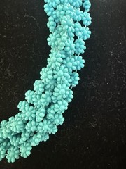 Vintage Necklace with Blue Beads Very Light Weight Costume Jewelry 16″