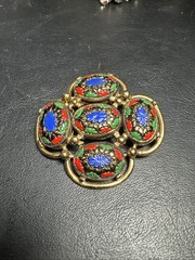 Sarah Coventry LIGHT OF THE EAST Mosaic Brooch Pin 1968 Vintage Very Good Cond.