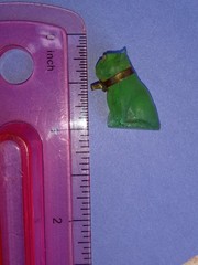 Antique, Vintage, Czech Green Pug, Bulldog Cracker Jack Glass Charm, Prize, 1″