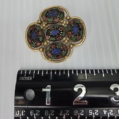 Vintage Sarah Coventry Brooch Light of The East Mosaic Cabochon Pin 1968 Signed