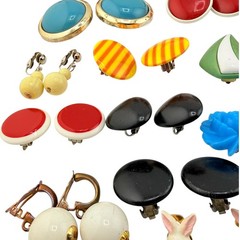 Vtg Earrings Lot of 44 Pairs Clip-on Screw-backs Lucite Acrylic Resin Mod Retro
