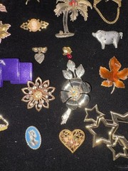 Lot Of 33 Vintage Costume Broaches Brooches Pins Estate Sale Finds Jewelry