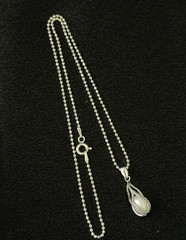 925 Sterling Silver Genuine Caged Pearl Bead Ball Chain Necklace 16″