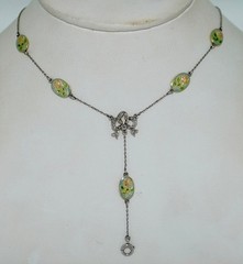 Spectacular 14K White Gold Platinum Enamel & Rose Cut Diamond Chain