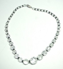 VTG Disco Ball Faceted Crystal Bead Necklace w/Black Spacers & Rhinestone Clasp