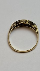 Antique Chester England 18k Yellow Gold 5 Rough Rose Cut Diamond Ring Size 7