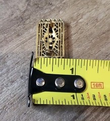 Vintage Gold Tone & Purple Gemstone Intricately Detailed Brooch Pin