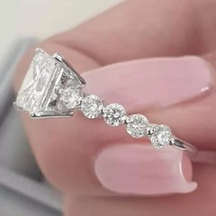 3.20Ct Princess Cut Lab Created Diamond Art Deco Style 925 Silver Birthday Ring
