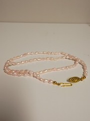 Vintage Baroque Pink Seed Pearl Necklace 17.5” Long EX Condition Gold Clasp