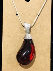 vintage sterling silver hony amber trar drop necklace Signed F.N.A